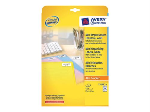 Avery Zweckform Lot de 4725 mini &eacute;tiquettes 25,4 x 10 mm (Blanc) (Import Allemagne)