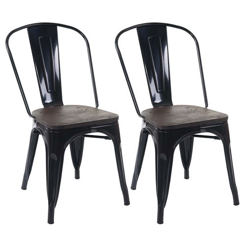 2x chaise de bistro MENDLER HWC-A73 métal design industriel noir
