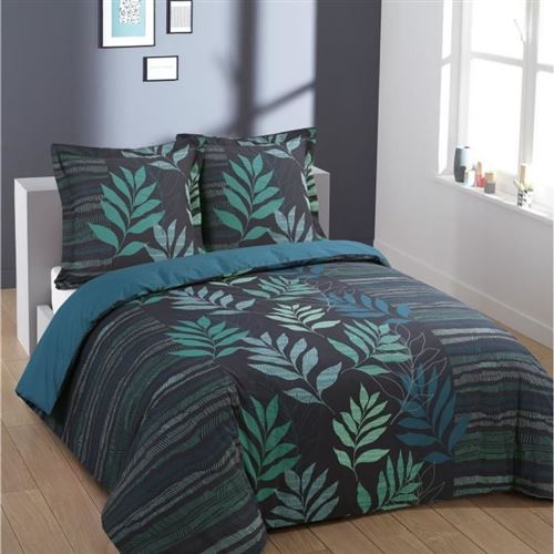 VISION Parure de couette Emilio - 100% coton - Housse 200 x 200 cm + 2 taies 65 x 65 cm