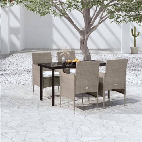 Non Communiqué Marron Vidaxl Mobilier De Salle À Manger De Jardin Coussins 5 Pcs Beige-Noir 3099295