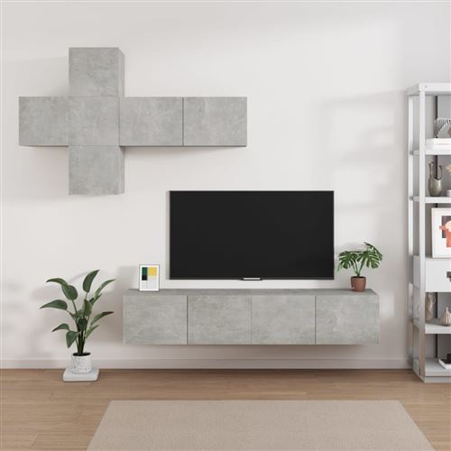 Vidaxl Gris Ensemble De Meubles Tv 7 Pcs Béton Bois D'ingénierie - Image 2