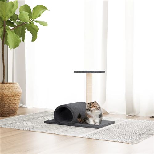 Mercatoxl - Arbre &agrave; chat avec tunnel Gris fonc&eacute; 60x34,5x50 cm