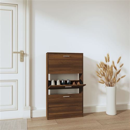 vidaXL Armoire à chaussures Chêne marron 59x17x108cm Bois d'ingénierie