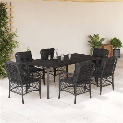 Non Communiqué Gris Vidaxl Ensemble À Manger De Jardin Avec Coussins 7 Pcs, Table Et Chaises De Patio, Meubles D'extérieur Terrasse, Moderne, 3212108