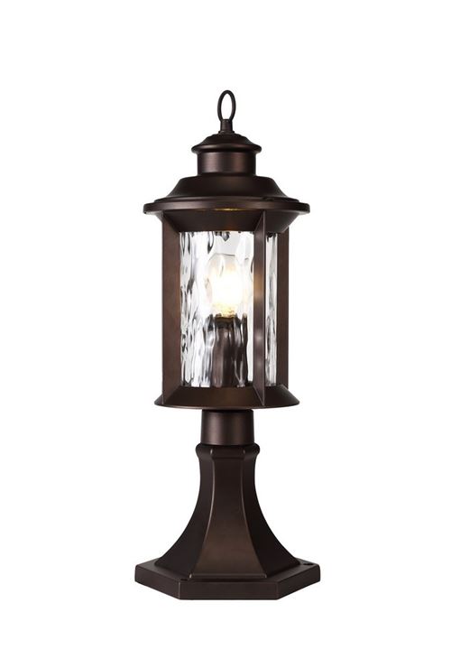 Luminosa Lighting - Lampe sur pied, 1 x E27, bronze antique, verre ondulé transparent, IP54