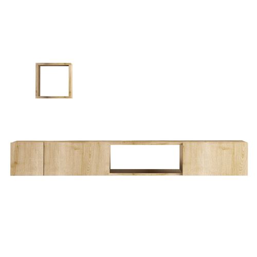 HANAH HOME Meuble Tv Avec &Eacute;tag&egrave;re Murale En Bois ""avior"" - 180 X 32 X 25 Cm - Beig