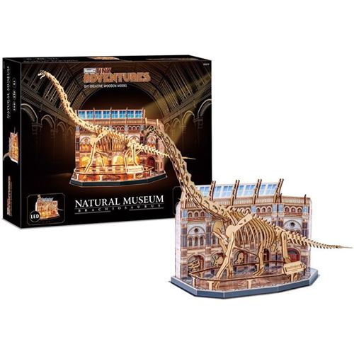 Puzzle 3D en bois REVELL Tiny Adventures Natural Museum Brachiosaur LED - vue 2