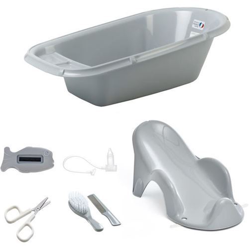 Baignoire Bébé + Transat De Bain + Thermometre + Brosse Et Peigne + Ciseaux + Mouche Bébé