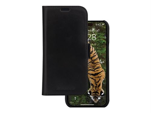 dbramante1928 Lynge - Étui à rabat pour téléphone portable - cuir pleine fleur - noir - pour Apple iPhone 15 Plus