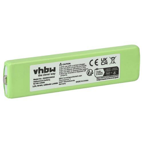vhbw 1x Batterie remplacement pour Sony NH-14WM pour lecteur de musique MP3 (1200mAh, 1,2V, NiMH)