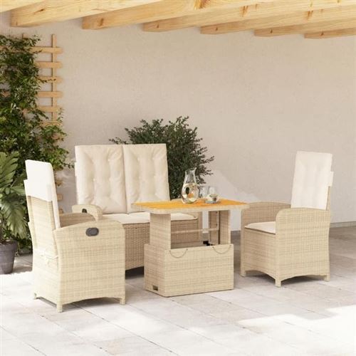 Non Communiqué Beige Vidaxl Ensemble À Manger De Jardin Avec Coussins 4 Pcs, Table De Terrasse, Meubles De Patio, Mobilier D'extérieur, 3277359