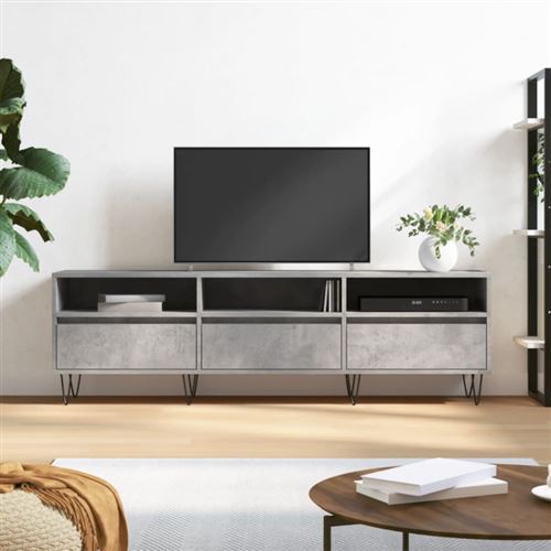 VIDAXL - Meuble TV - Gris Béton - 150x30x44,5 cm - Image 3