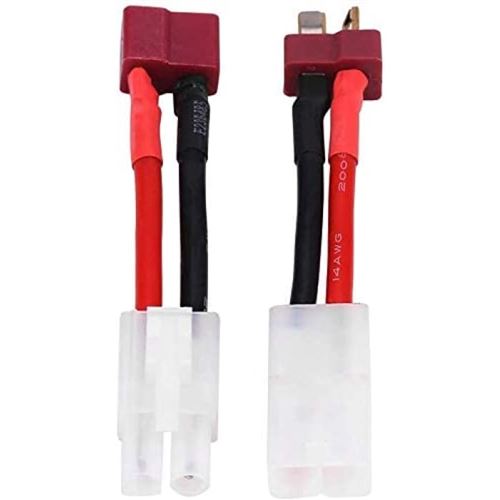 Adaptateur Câble Deans T vers Tamiya pour Véhicules RC et Batteries Lipo Compatible avec les Chargeurs Connecteurs Mâle et Femelle, Rouge Noir, Plastique