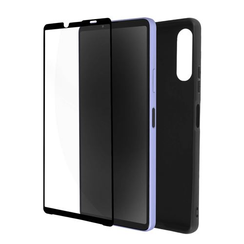 Coque pour Sony Xperia 10 IV Souple Noir et Verre Trempé 9H Avizar Contour Noir