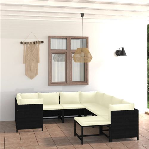Non Communiqué Noir Salon De Jardin Modulable Vidaxl Polyethylene 9 Pieces 9 Personnes
