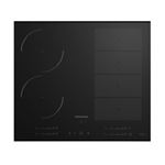 Table de cuisson 60 cm, Induction, 2 foyers et 4 inducteurs indépendants, 9 Niveaux de puissance, Puissance totale électrique : 7400 watts, commandesTactiles - Slider Direct Access, Minuteurs, Booster, 10 niveaux de sécurité, Noir