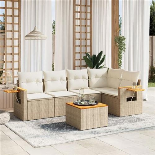 Non Communiqué Beige Salon De Jardin Modulable Vidaxl Resine Tressee 6 Pieces 62 X 62 X 69 Cm