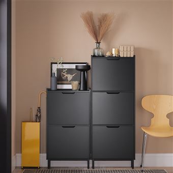 SoBuy FSR151-SCH Meuble à Chaussures Meuble de Rangement à Chaussures avec 2 Abattants Armoire à Chaussures Meuble d'Entrée Rangement pour Chaussures - 1