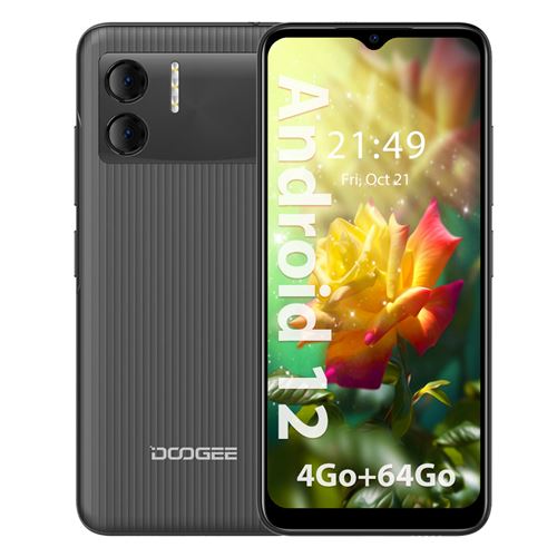 DOOGEE X98 Pro Android 12 OS Smartphone 64Go ROM 4Go RAM Caméras 12MP 4200mAh batterie GPS Téléphone portable - Noir