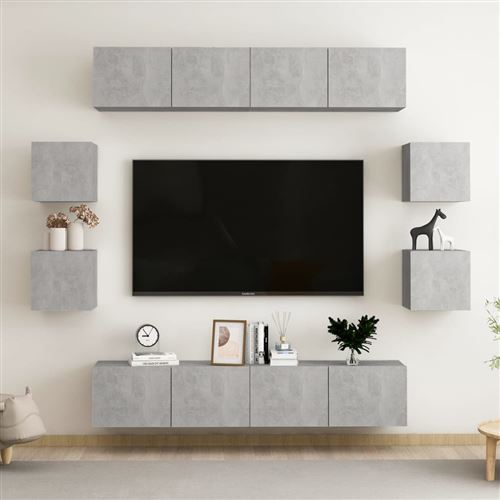Non Communiqué Gris Vidaxl Ensemble De Meubles Tv 8 Pcs Béton Aggloméré