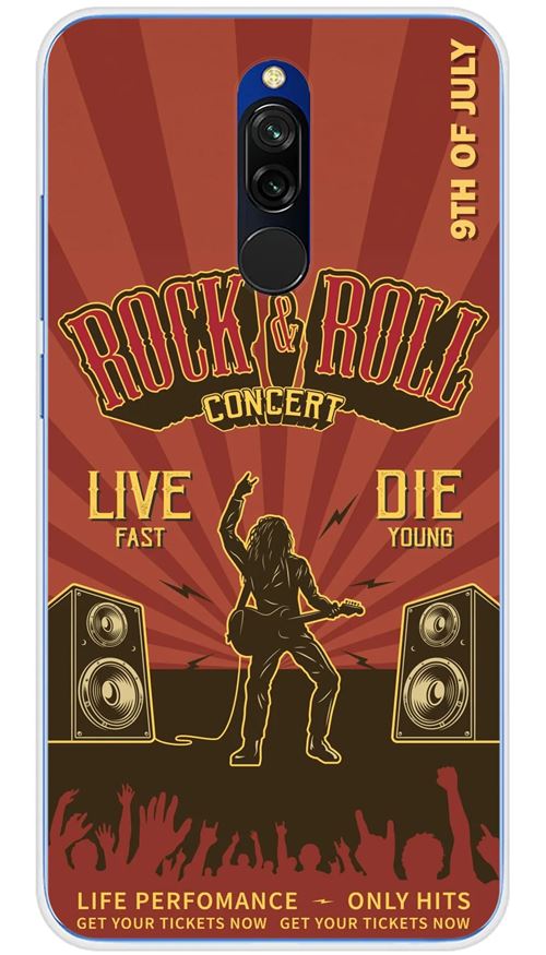 Coque en silicone imprimée compatible Xiaomi Redmi 8 Rock and roll
