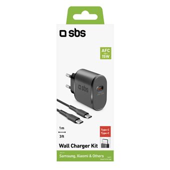 Kit avec chargeur secteur 15W et câble USB-C - USB-C-SBS