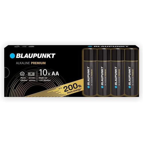 BLAUPUNKT piles AA alcalines PREMIUM, paquet de 10