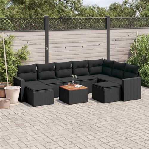 vidaXL - Salon de jardin modulable - 10 pièces - Résine tressée - Noir - 9 personnes - Image 2