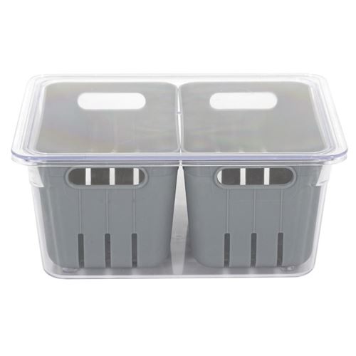 Non Communiqué Gris Boîte De Conservation "2 Boîtes" 22Cm