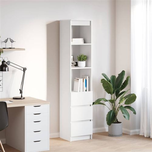 VIDAXL - Buffet Haut - 37,5x35x180 cm - Blanc - Image 3