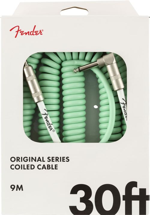 Câble jack Fender Original Series Spiralé, Droit-coudé, Surf Green - 9m