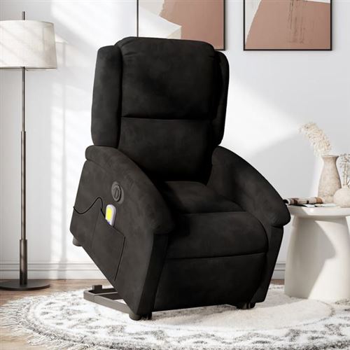 Non Communiqué Noir Vidaxl Fauteuil De Relaxation, Massage, Inclinable Électrique Réglable Velours