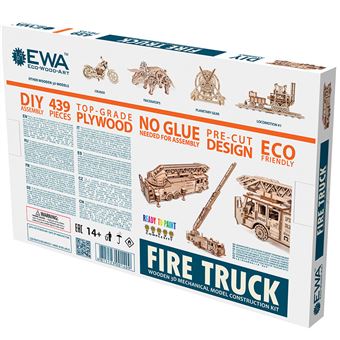 Maquette 3D en bois - Camion de pompier 37,8 cm