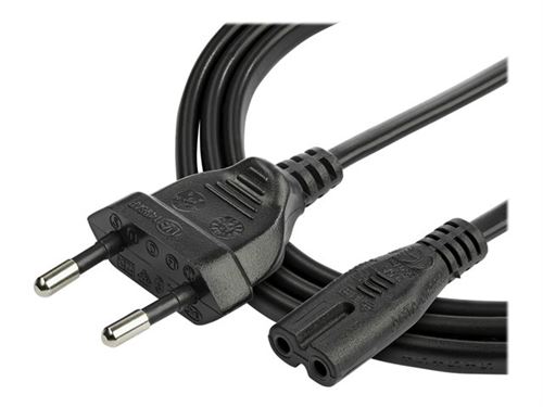 Câble d'alimentation Iec C7 2m Noir, Euro Plug To Figure 8 Cordon