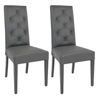 Lot de 2 chaise altobuy H. 99 cm non empilable non pliable en bois massif interieur gris - 1