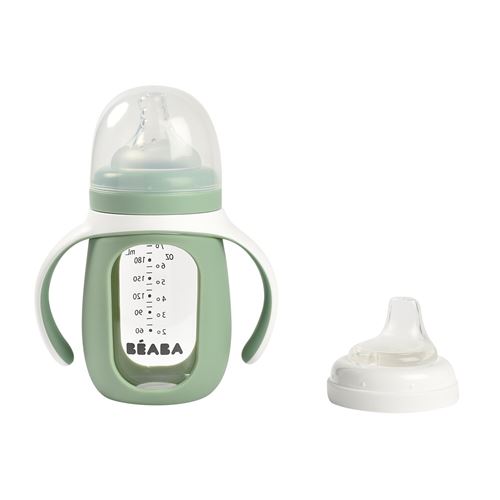 Biberon d'apprentissage en verre 2 en 1 - 210ml Vert