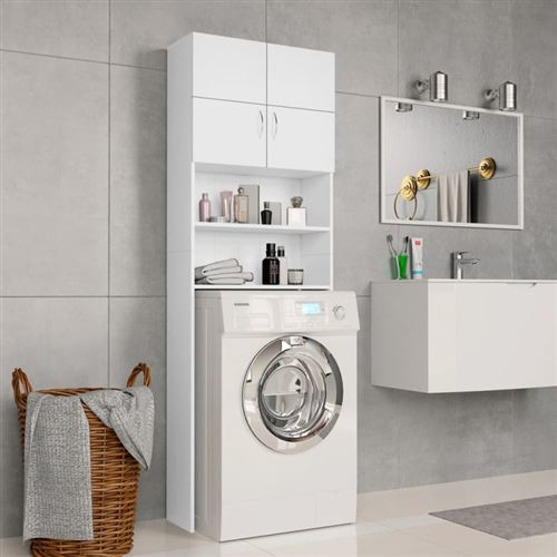 vidaXL Meuble de machine à laver Blanc 64x25,5x190cm Bois d'ingénierie