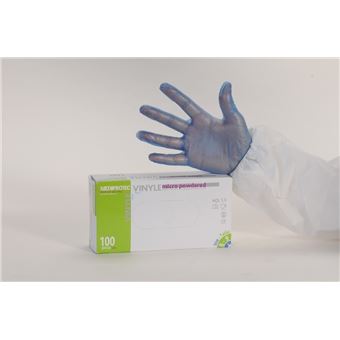 Gants vinyle bleu micro poudre taille M   x  4 Colis de 1000   Mediprotec Promosac - 1