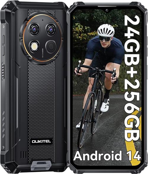 OUKITEL G1 Téléphone Portable 24Go 256Go 6.52 10600mAh 18W Dual SIM 4G Android 14 Smartphone-Noir