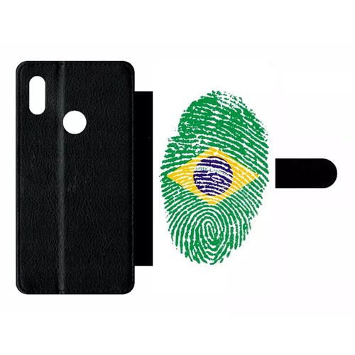 Etui My-Kase pour Y6S 2019 - 60 empreinte digitale drapeau bresil brazil - Simili-cuir Noir