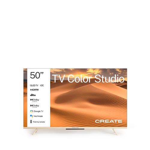 TV COLOR STUDIO Téléviseur intelligent QLED 4K avec écran antireflet et cadre de couleur Sable