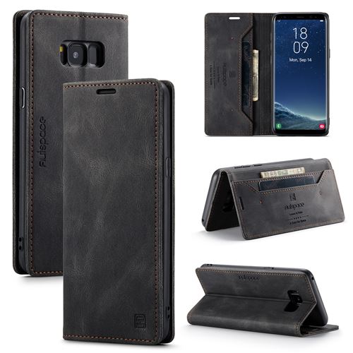 AutSpace Etui folio magnétique 2 en 1 Pour Samsung Galaxy S8 Plus - Noir