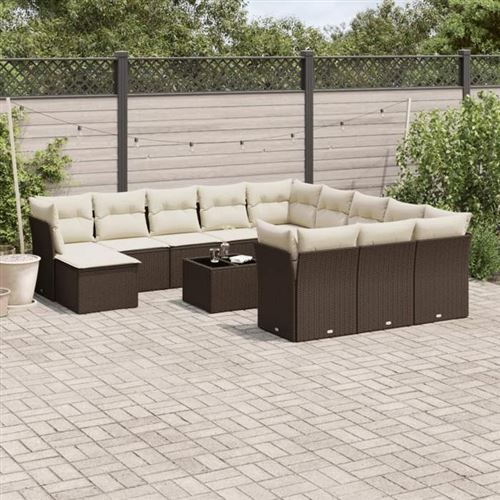 Non Communiqué Marron Salon De Jardin Modulable Vidaxl Rotin 13 Pieces 12 Personnes