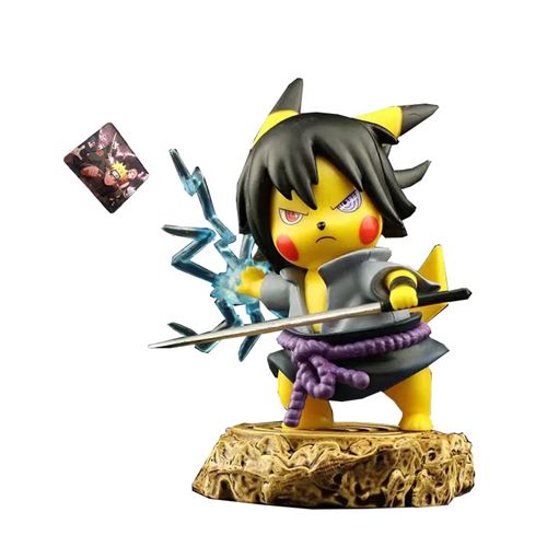 Figurine Pokemon Pikachu Cosplay modèle 10.5cm avec tapis de souris Naruto - (Uchiha Sasuke)