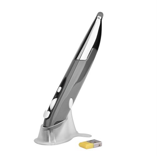 Non Communiqué Gris Souris Sans Fil Ergonomique Avec Stylet Pour Ordinateurs Et Tablettes Yonis