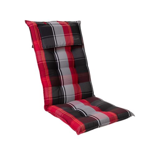 Coussin - Blumfeldt Sylt - Pour chaise de jardin à dossier haut avec appuie-tête - Polyester - 50x120x9cm - à l'unité - Rouge/Noir