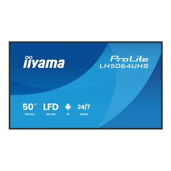 iiyama ProLite LH5064UHS-B1AG - Classe de diagonale 50" (49.5" visualisable) écran LCD rétro-éclairé par LED - signalisation numérique - avec lecteur multimédia SoC intégré - 4K UHD (2160p) 3840 x 2160 - cadre noir avec finition mate - 1