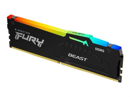 Kingston FURY Beast RGB - DDR5 - kit - 64 Go: 4 x 16 Go - DIMM 288 broches - 5200 MHz / PC5-41600 - CL40 - 1.25 V - mémoire sans tampon - on-die ECC - noir