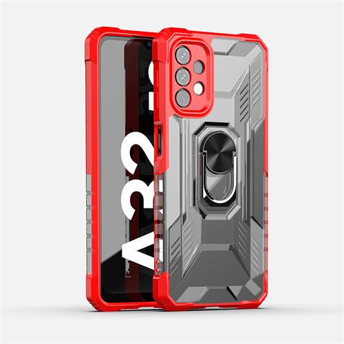 Coque de protection résistant FONGWAN pour Samsung Galaxy S22 Ultra avec support pour anneau -Rouge