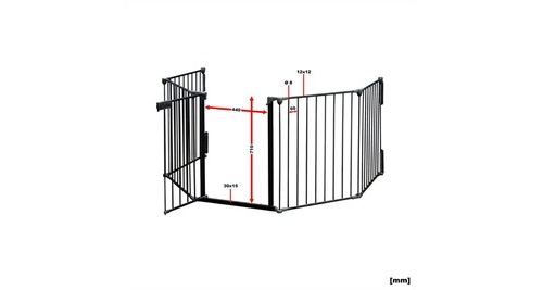 Barrière De Protection Xl 300 Cm Acier Porte Et Support Mural Inclus